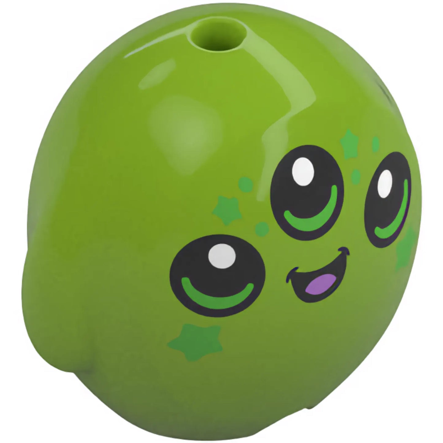 Part 6330pb11 - Minifigure, Utensil Pillow Plush Toy with Alien Face with 3 Black Eyes and Mouth, Medium Lavender Tongue and Bright Green Stars Pattern