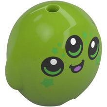 Part 6330pb11 - Minifigure, Utensil Pillow Plush Toy with Alien Face with 3 Black Eyes and Mouth, Medium Lavender Tongue and Bright Green Stars Pattern