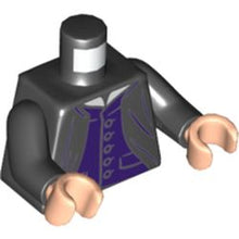 Part 973pb4128c01 - Torso Harry Potter Robe Open over Dark Purple Vest with Buttons and Pockets, White Collar Pattern / Black Arms / Light Nougat Hands