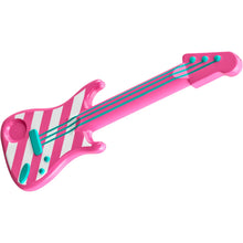 Part 11640pb05 - Minifigure, Utensil Musical Instrument, Guitar Electric with Metallic Light Blue Strings, Bridge, and Output Jack and White Diagonal Stripes Pattern