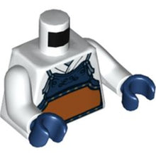 Part 973pb4115c01 - Torso Robe with Dark Blue and Dark Orange Bogu Armor, Sand Blue Straps and Belt Pattern / White Arms / Dark Blue Hands