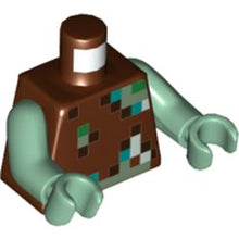 Part 973pb4451c01 - Torso Pixelated Vest with Dark Brown, Dark Turquoise, Green, Sand Green, and White Pattern (Minecraft Drowned) / Sand Green Arms / Sand Green Hands