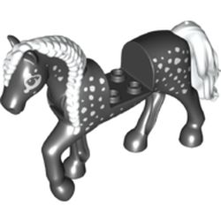 Part bb1279c02pb01 - Horse with 2 x 2 Cutout and Movable Neck with Molded White Tail and Braided Mane and Printed White Spots Pattern