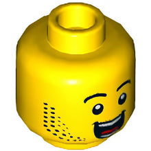 Part 3626cpb2898 - Minifigure, Head Black Eyebrows, Beard, Open Mouth Grin, White Teeth, Red Tongue Pattern - Hollow Stud