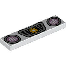 Part 2431pb705 - Tile 1 x 4 with Bright Pink Headlights and Silver Grille with Bright Light Orange Flower Pattern