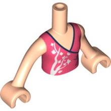 Part FTGpb280c01 - Torso Mini Doll Girl Coral Wrap Top with White Tree Pattern, Light Nougat Arms with Hands