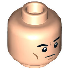 Part 3626cpb2840 - Minifigure, Head Dual Sided, Black Eyebrows, Dark Orange Cheek Lines, Frown Left Eyebrow Raised / Open Scowl Pattern - Hollow Stud