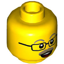 Part 3626cpb2886 - Minifigure, Head Dark Tan Eyebrows and Moustache, Black Glasses, Open Mouth with Teeth and Tongue Pattern - Hollow Stud