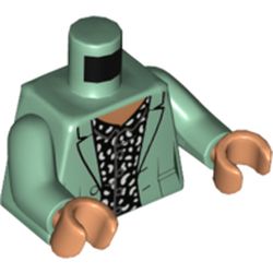 Part 973pb4479c01 - Torso Jacket, Nougat Neck, Black Shirt with White Spots and Buttons Pattern / Sand Green Arms / Nougat Hands