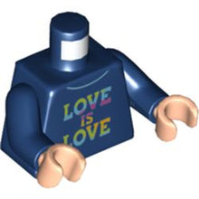 Part 973pb4445c01 - Torso Collared Shirt, Rainbow 'LOVE IS LOVE' Pattern / Dark Blue Arms / Light Nougat Hands