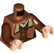 Part 973pb4365c01 - Torso Jacket Open with Dark Tan Fur Lining over Reddish Brown Layered Shirt, Silver Pendant Necklace, Light Nougat Neck Pattern / Reddish Brown Arms / Light Nougat Hands