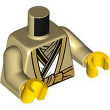 Part 973pb4799c01 - Torso Robe with Gold Hems, White Tunic, Dark Tan Scarf, Copper Sash, Ninjago Logogram 'MASTER' on Back Pattern / Tan Arms / Yellow Hands
