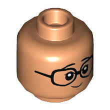 Part 3626cpb2999 - Minifigure, Head Dual Sided, Black Eyebrows and Eyes with White Pupils, Glasses / Smirk with Teeth Pattern - Hollow Stud