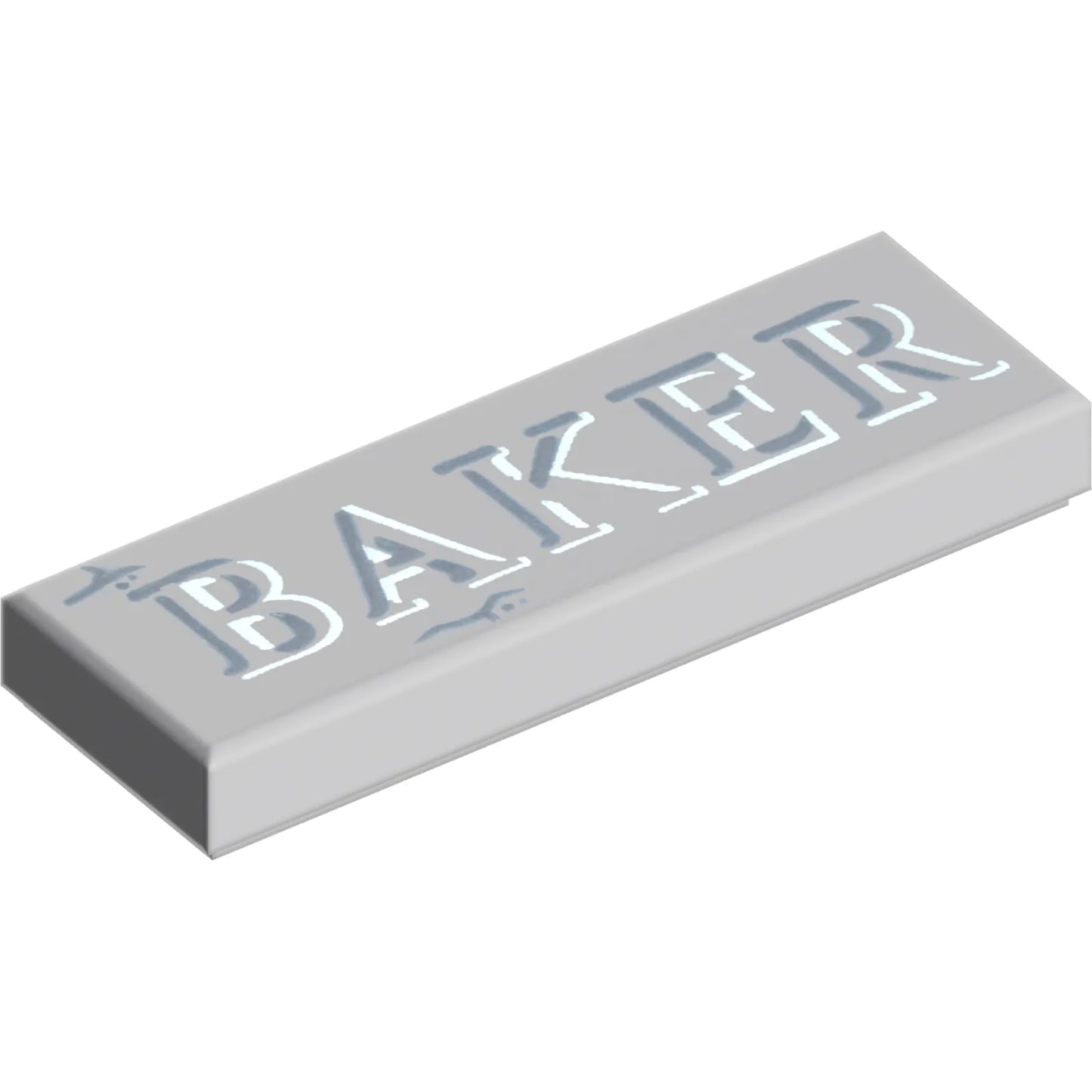 Part 63864pb298 - Tile 1 x 3 with Stone Cracks and White and Dark Bluish Gray 'BAKER' Pattern