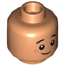 Part 3626cpb2998 - Minifigure, Head Dual Sided Child, Reddish Brown Freckles, Grin / Scared Open Mouth, Black Eyebrows Pointed Ends Pattern - Hollow Stud