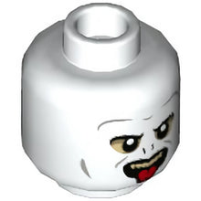 Part 3626cpb3107 - Minifigure, Head Alien with Black Eyebrows and Nose Slits, Light Bluish Gray Contours, Tan Teeth, Red Tongue Pattern (HP Voldemort) - Hollow Stud