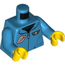 Part 973pb4627c01 - Torso Jacket with Collar and Zipper, Classic Space Logo, Silver Wings Pin Pattern / Dark Azure Arms / Yellow Hands