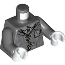 Part 973pb4882c01 - Torso Robe, Light Bluish Gray Shirt and Laces, Silver Striped Tie and Hashmarks Pattern / Dark Bluish Gray Arms / White Hands
