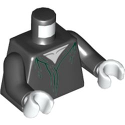 Part 973pb4885c01 - Torso Robe, White Neck, Green Hems and Gathers Pattern / Black Arms / White Hands