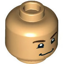 Part 3626cpb3160 - Minifigure, Head Dual Sided Dark Brown Eyebrows, Chin Dimple, Grin / Smile with Teeth Pattern - Hollow Stud
