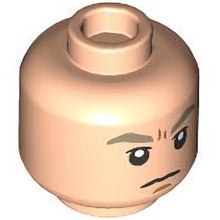 Part 3626cpb3238 - Minifigure, Head Dual Sided Dark Tan Eyebrows, Nougat Chin Dimple, Angry / Scared with Open Mouth Pattern - Hollow Stud