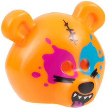 Part 15506pb05 - Minifigure, Headgear Mask Bear Rounded with Black Stitching and Nose, Dark Azure and Magenta Splotches, and Open Mouth Smile with Tongue Pattern
