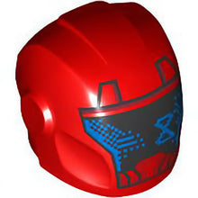 Part 28631pb23 - Minifigure, Headgear Helmet Armor Plates and Ear Protectors with Black Faceplate, Blue Hourglass and Pixels Pattern