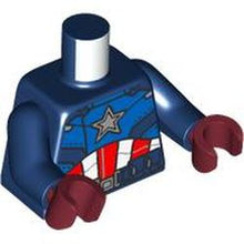 Part 973pb5157c01 - Torso Armor with Blue Panels, Silver Star on Chest, Red and White Stripes, Utility Belt with Buckle Pattern / Dark Blue Arms / Dark Red Hands