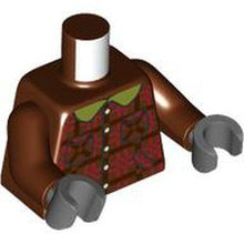 Part 973pb5404c01 - Torso Plaid Jacket with Dark Brown and Dark Red Lines, Silver Buttons, Yellow Collar, and Pockets Pattern / Reddish Brown Arms / Dark Bluish Gray Hands