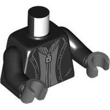Part 973pb5406c01 - Torso Jacket Open over Dark Bluish Gray Cardigan Sweater with Silver Zipper Pattern / Black Arms / Dark Bluish Gray Hands