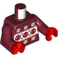 Part 973pb5386c01 - Torso Knit Fair Isle Holiday Sweater with White Snowflakes and Red Spider-Man Heads Pattern / Dark Red Arms / Red Hands