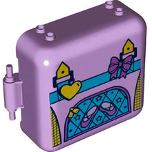 Part 64462pb06 - Container, Box 3 x 8 x 6 2/3 Half Front with Backpack with Ballet Shoes, Yellow Heart and Medium Lavender Bow Pattern