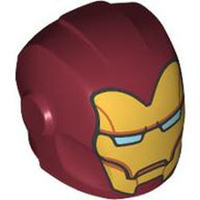 Part 28631pb24 - Minifigure, Headgear Helmet Armor Plates and Ear Protectors with Gold Faceplate with Medium Nougat Lines and Metallic Light Blue Eye Slits Pattern