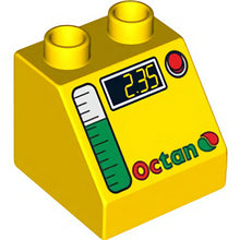 Part 6474pb24 - Duplo, Brick 2 x 2 x 1 1/2 Slope 45 with Octan Logo, Gas Gauge, and '2.35' Pattern