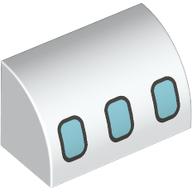 Part 37352pb040 - Slope, Curved 1 x 2 with Dark Silver and Metallic Light Blue Airplane Windows Pattern