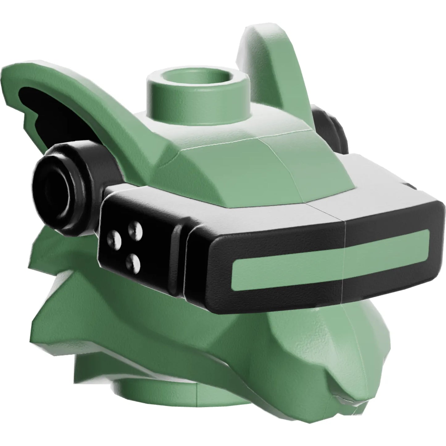 Part 65073pb01 - Minifigure, Head, Modified Alien Rat with Black VR Visor Pattern