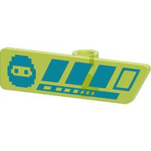 Part 65191pb01 - Minifigure, Utensil Gameplayer Label with Pixelated Medium Azure Ninja Head and Broken Stripe / Health Bar Pattern