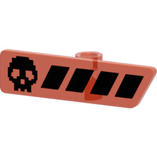 Part 65191pb02 - Minifigure, Utensil Gameplayer Label with Pixelated Black Skull and Broken Stripe / Health Bar Pattern