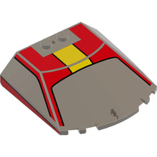 Part 65633pb13 - Windscreen 6 x 6 x 1 1/3 Straight Sides with Red Window Frame Outline and Roof and Yellow Stripe Pattern