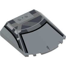 Part 65633pb15 - Windscreen 6 x 6 x 1 1/3 Straight Sides with Black and Dark Bluish Gray Window Frame Outline, Roof, and Silver Stripes Pattern