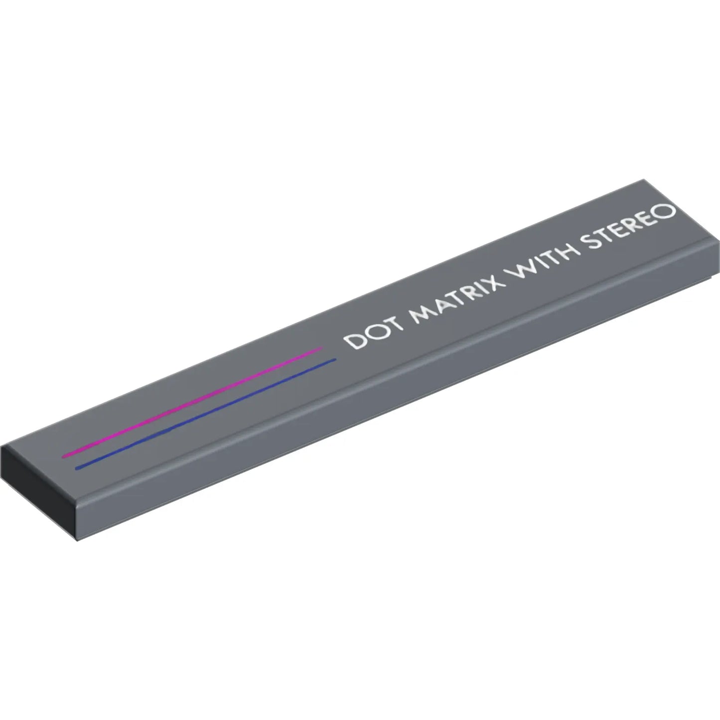 Part 6636pb383 - Tile 1 x 6 with Magenta and Dark Blue Stripes and White 'DOT MATRIX WITH STEREO' Pattern