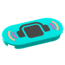 Part 66857pb006 - Tile, Round 2 x 4 Oval with Black Head and Headphones, Magenta and Coral Soundwaves Pattern