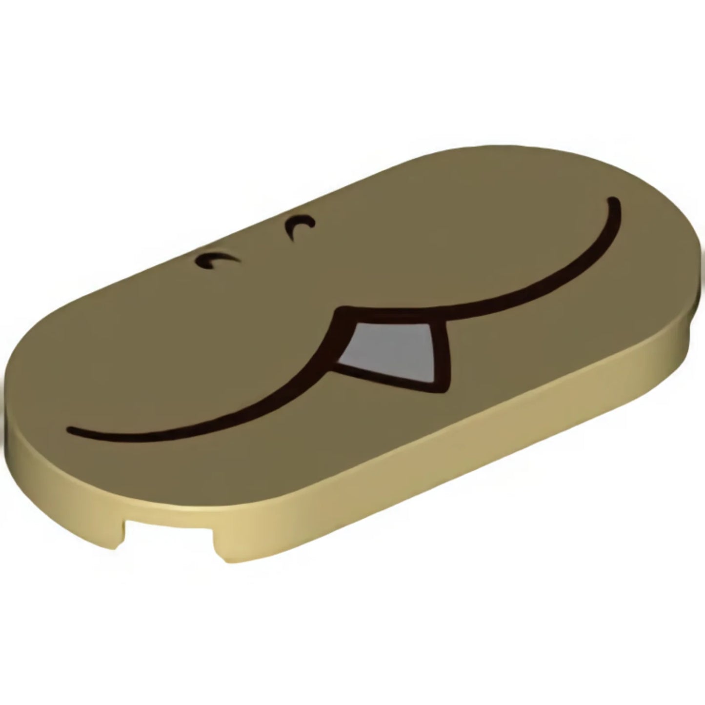Part 66857pb031 - Tile, Round 2 x 4 Oval with Black Nostrils and Closed Mouth with White Sharp Tooth Pattern (Super Mario Ludwig Lower Face)