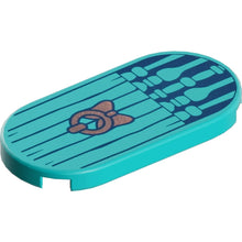Part 66857pb086 - Tile, Round 2 x 4 Oval with Door with Spindles, Dark Blue Wood Grain and Copper Knocker Pattern