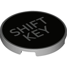 Part 67095pb009 - Tile, Round 3 x 3 with Silver 'SHIFT KEY' on Black Background Pattern