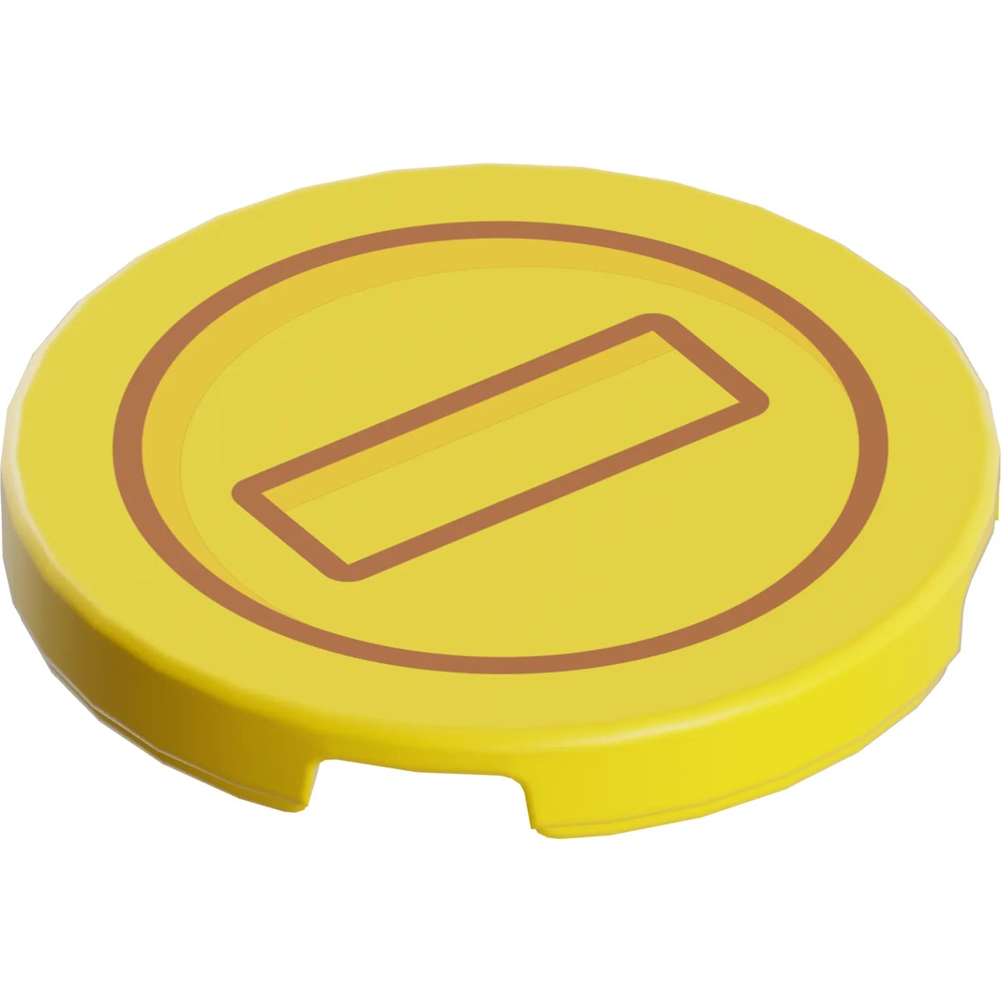 Part 67095pb062 - Tile, Round 3 x 3 with Dark Orange Circle and Rectangle with Bright Light Orange Highlights Pattern (Super Mario Coin)