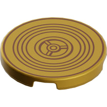 Part 67095pb078 - Tile, Round 3 x 3 with Reddish Brown Concentric Circles and Gear Pattern