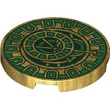 Part 67095pb083 - Tile, Round 3 x 3 with Clock Face with Green and Dark Green Rings Pattern