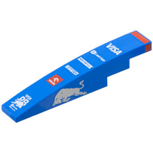Part 6801pb06 - Slope, Curved 6 x 1 with Red Stripe, White 'VISA', 'CashApp', 'RAVENOL', 'PIRELLI', 'ORLEN' and 'RB' Logos, Silver Bull on Both Sides Pattern