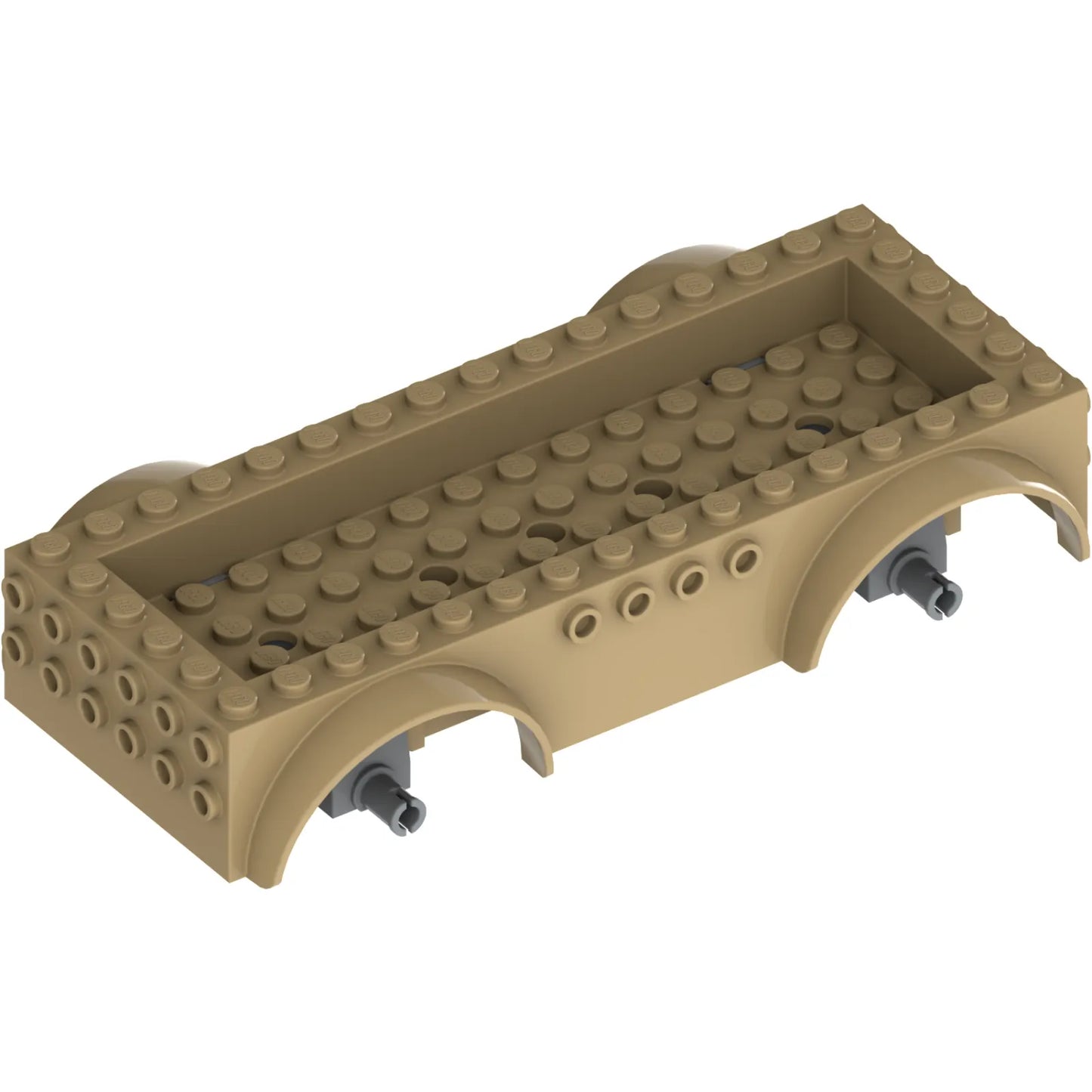 Part 68446c01 - Vehicle, Base 8 x 16 x 2 1/2 with Mudguards, 4 x 14 Recessed Center with 5 Holes, and Dark Bluish Gray Wheels Holders